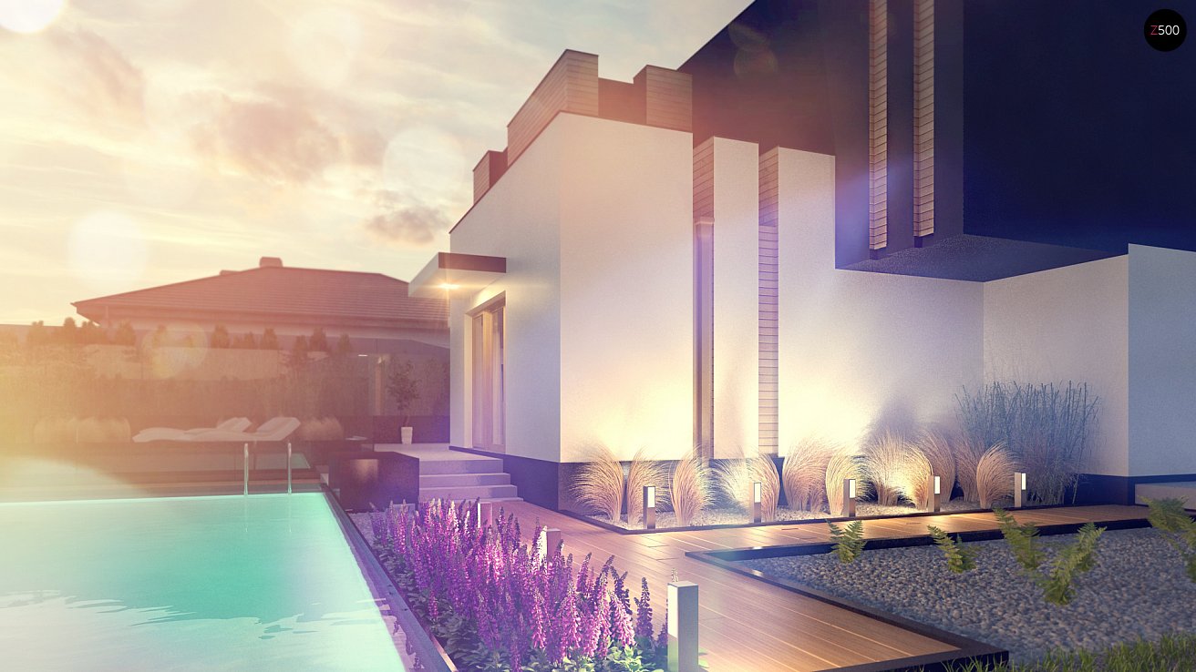 проект дома zx120 освещение клумб и бассейна
